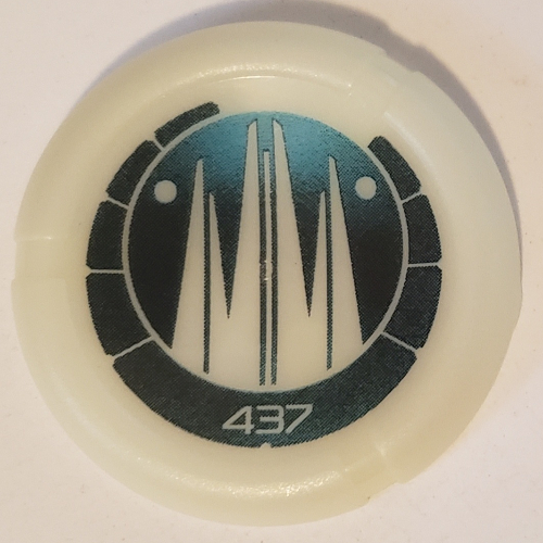 Lego Large Figure Throwing Disc, Kanoka, Ko-Metru 437 Print / Glow In Dark Opaque