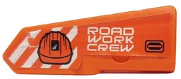 Technic, Panel Fairing #21 Very Small Smooth, Side B with 'ROAD WORK CREW', Construction Helmet and Orange and White Danger Stripes Pattern (Sticker) - Set 42060