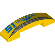 Lego Brick Curved 4 x 1 Double with No Studs and '51', 'Dinoco' Bumper Print / Yellow