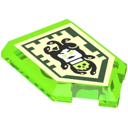 Tile Special 2 x 3 Pentagonal with Nexo Power Shield Print - Gaze of the Gorgon / Trans-Bright Green