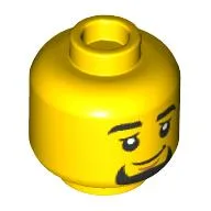 Minifig Head, Thick Eyebrows, Goatee, Smile Print / Yellow