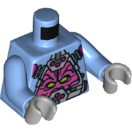 Lego Torso Robot with Kraang and Control Harness Print, Medium Blue Arms, Light Bluish Gray Hands / Medium Blue