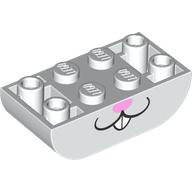 Lego Brick Curved Inverted 2 x 4 Double, Rabbit Face, Bright Pink Nose print