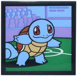 Tile 4 x 4 with Pokémon Squirtle in Green Arena with Bright Light Blue and Lavender Crowd and Scoreboard Pattern (Sticker) - Set 40887