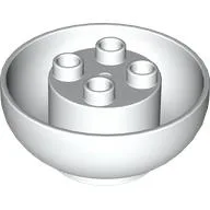 Duplo Brick Round 4 x 4 x 1 1/2, Curved Bottom / White