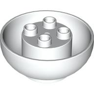 Lego Duplo Brick Round 4 x 4 x 1 1/2, Curved Bottom / White