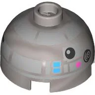 Brick Round 2 x 2 Dome Top, Vented Stud with Dark Azure Squares Astromech Droid Print (R2-BHD)