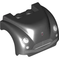 Vehicle Body, Wheel Arch / Mudguard 3 x 4 x 2 with Flat Top, Steep Front and Curved Fenders with Headlights, Grille, Curved Bumper and Smile with Teeth Print / Black