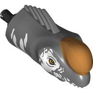 Lego Animal Body Part, Dinosaur, Titano Head with White Markings, Nougat Horn print / Dark Bluish Gray