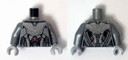 Torso Silver Armor with Red Spots Pattern (Ultimate Ultron) / Flat Silver Arms / Light Bluish Gray Hands