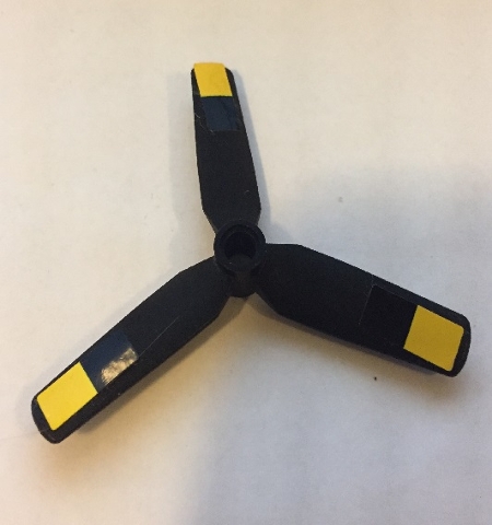 Lego Propeller 3 Blade 9 Diameter with Center Recessed with Black and Yellow Squares Pattern (Stickers) - Set 60116