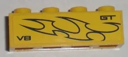 Brick 1 x 4 with 'GT V8' and Flames Pattern Model Right Side (Sticker) - Set 8196