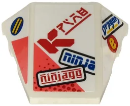Wedge 4 x 3 Triple Curved No Studs with 'ninja', 'ninjago', 'Dragon', Red Ninjago Logogram 'FIRE' and Coral Triangles Pattern (Stickers) - Set 71707