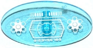 Lego Minifigure, Shield Elliptical with Head-Up Display (HUD), Weapon Cylinders and '0123456789' Pattern (Sticker) - Set 70173