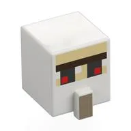 Minifig Head Special, Cube with Nose and Face with Red Eyes Print / White