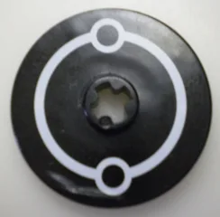 Technic, Disk 3 x 3 with White Circles on Black Background Pattern (Sticker) - Set 7694