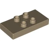 Duplo Plate 2 x 4 x 1/2 with 4 Center Studs [Thick] / Dark Tan