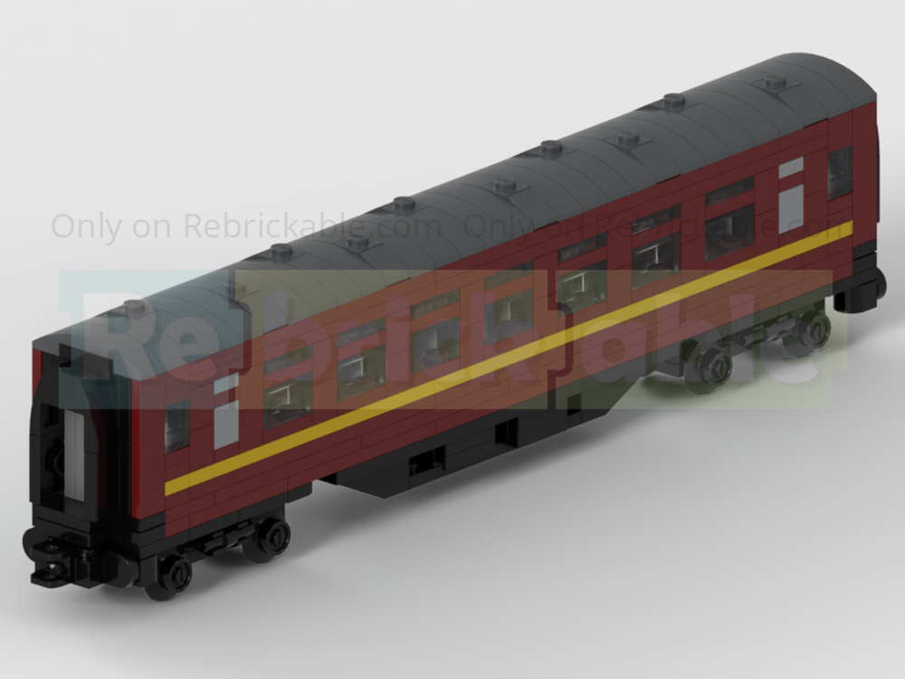 Lego 4-Wide BR MK1 Corridor Carriage In Maroon Livery