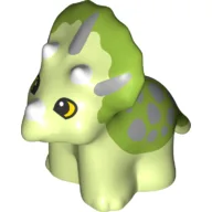 Duplo Dinosaur Triceratops Baby with Lime Back and Light Bluish Gray Spots Print / Yellowish Green