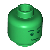 Lego Minifig Head Army Man (Toy Story), Stern Eyebrows, Green Pupils and Chin Dimple Print [Blocked Open Stud] / Green