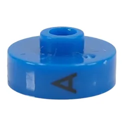 Pen Bead, Round Short, Flat Edge with 'A', 'J', 'T' Print / Blue