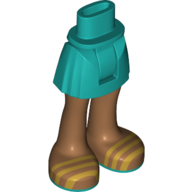Lego Minidoll Hips and Short Skirt with Medium Nougat Legs, Pearl Gold Sandals / Dark Turquoise