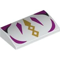 Brick Curved 2 x 4 x 2/3 No Studs with Dark Purple/Gold Shapes Print / White