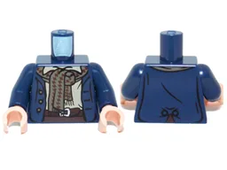 Torso LotR Coat 3 Buttons and Dark Tan Scarf Pattern (Pippin) / Dark Blue Arms / Light Nougat Hands