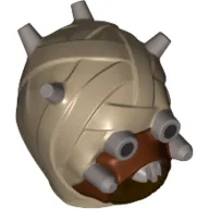 Minifig Head Special, Tusken Raider with Reddish Brown Mask Print / Dark Tan