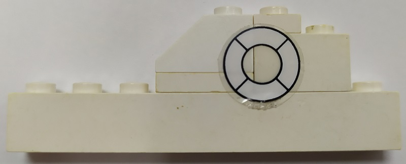 Lego Stickered Assembly 8 x 1 x 2 1/3 with White Life Preserver Pattern Model Right Side (Sticker) - Set 709-1