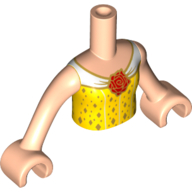 Lego Minidoll Torso Girl, Yellow Dress, White Trim with Light Nougat Arms and Hands / Light Nougat