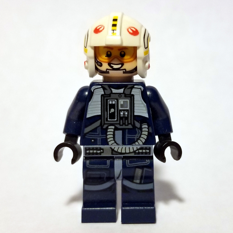 Lego Rebel Pilot Y-wing, Dark Blue Flight Suit, Red Rebel Insignia on Helmet