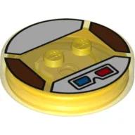 Function Brick Round 4 x 4 x 2/3 with 2 Studs and 3D Glasses Print / Trans-Yellow