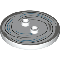 Lego Plate Special Round 4 x 4 with 2 Studs with Black/Dark Azure Swirl/Tornado print