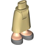 Lego Minidoll Hips and Skirt with Light Nougat Exposed Ankles, Dark Bluish Grey Shoes print / Tan