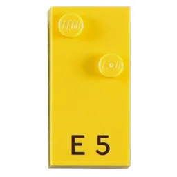 Braille Brick 2 x 4 with 2 Studs ⠑ and 'E 5' Print / Yellow