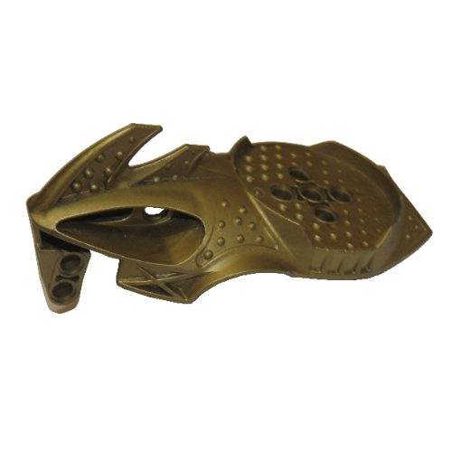 Lego Large Figure Head Visorak with 7 Pin Holes and Axle Hole (Vohtarak) / Flat Dark Gold
