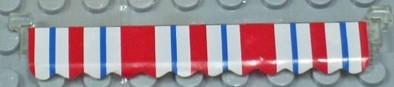 Lego Garage Roller Door Section without Handle with Stripes Blue and Red on Scalloped Awning Pattern (Sticker) - Set 6374