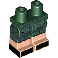 Lego Hips with Dark Green Legs and Light Nougat Boots Pattern with Dark Green Dress, Dark Blue Filigree print / Dark Green