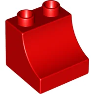 Duplo Brick 2 x 2 x 1 1/2 with Curve / Red