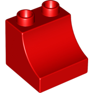 Lego Duplo Brick 2 x 2 x 1 1/2 with Curve / Red