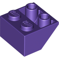 Lego Brick Sloped Inverted 45° 2 x 2 [Ovoid Bottom Pin, Bar-sized Stud Holes] / Dark Purple
