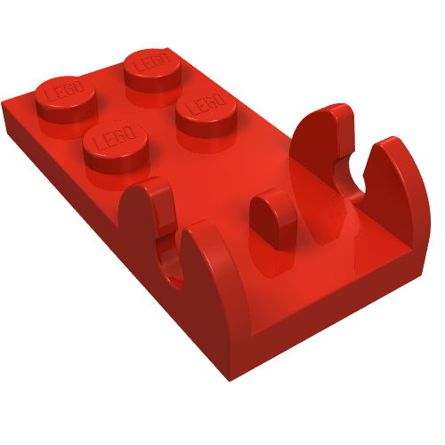 Lego Hinge Plate 2 x 4 - Female (Digger Bucket Holder) / Red