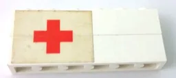 Stickered Assembly 6 x 1 x 2 with Red Cross on White Background Pattern Model Left Side (Sticker) - Sets 363-1 / 555-1