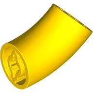 Brick Round 2 x 2 D. Tube with 45° Elbow and Axle Holes (Crossholes) at Each End [LONG] / Yellow