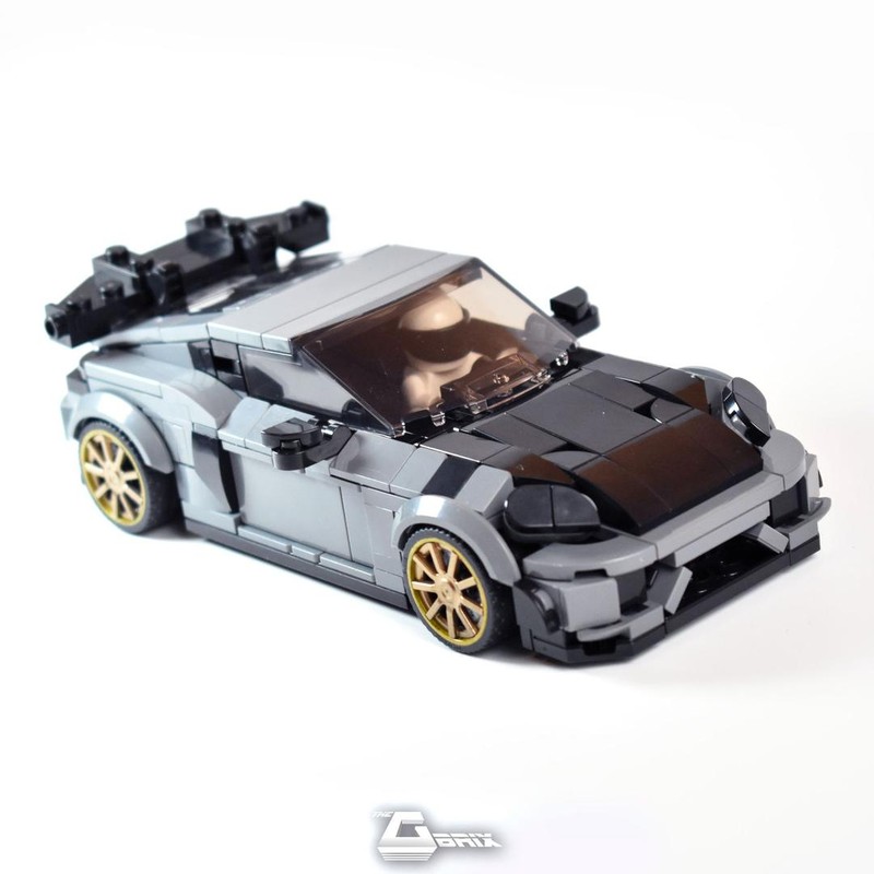 Lego Porsche 718 GT4 RS - 8wide SC MOC - Dark and Light Bluish Gray
