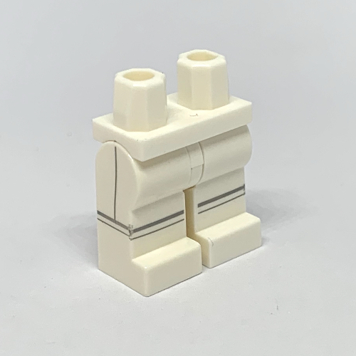 Lego Hips and White Legs with Light Bluish Gray Knee and Side Lines Print / White