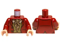 Torso LotR Jacket with Buttons, Olive Green Vest, and Dark Tan Ascot Pattern / Dark Red Arms / Light Nougat Hands