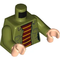 Torso Jacket, Red/Yellow Striped Shirt, Pockets Print, Olive Green Arms, Light Nougat Hands / Olive Green