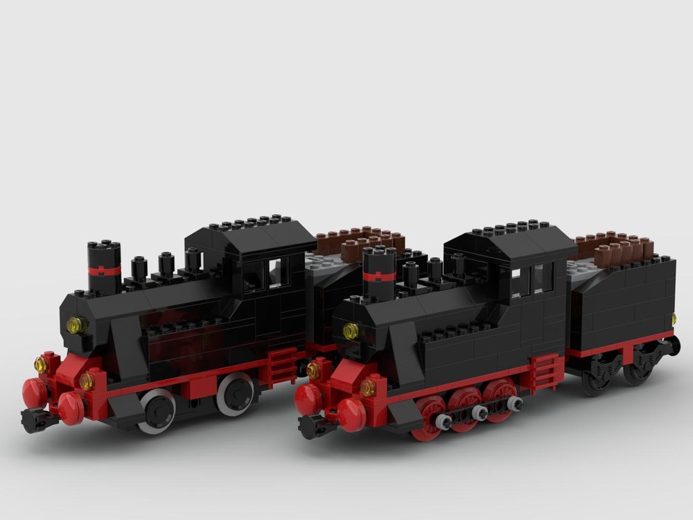 Lego Steam Engine with tender 2 and 3 axle version (40370 Modification)